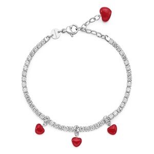 Brosway desideri heart charm bracelet silver zirconia band red heart charms NWT